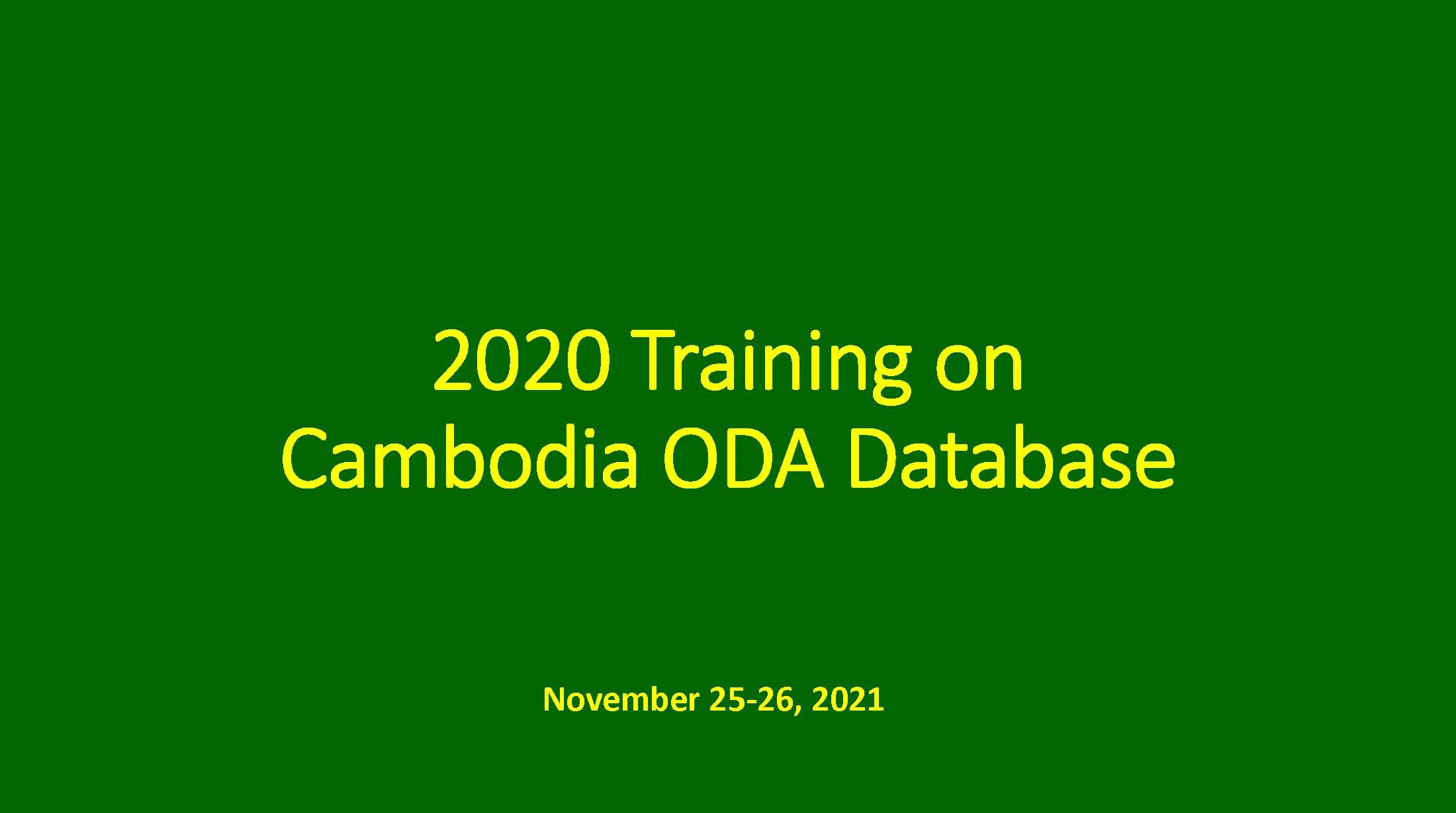 2020 Cambodia ODA Database Training